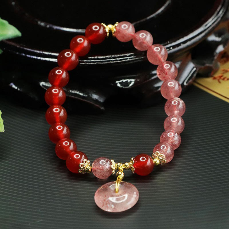 Strawberry Quartz & Red Agate Bracelet