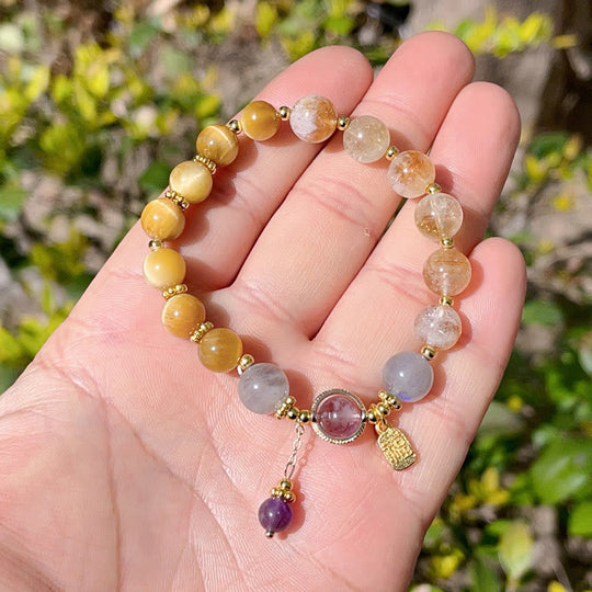 Natural Citrine Tiger Eye Character Bracelet