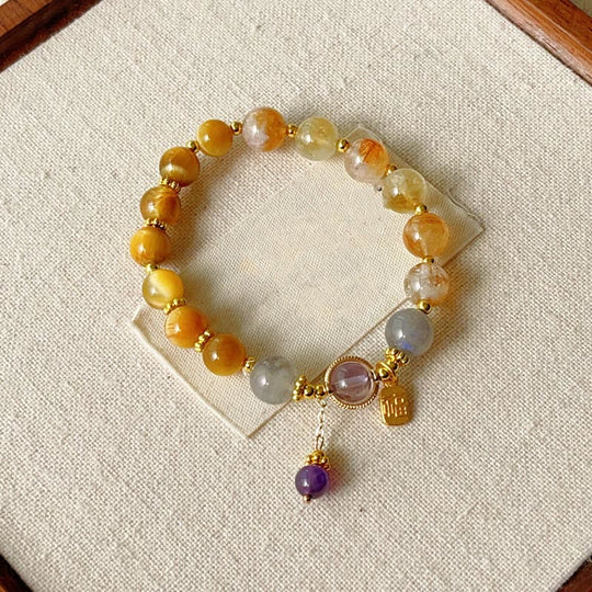 Natural Citrine Tiger Eye Character Bracelet