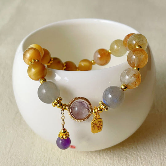 Natural Citrine Tiger Eye Character Bracelet