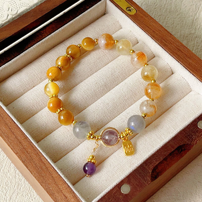 Natural Citrine Tiger Eye Character Bracelet