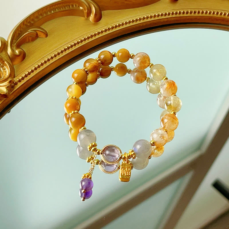 Natural Citrine Tiger Eye Character Bracelet