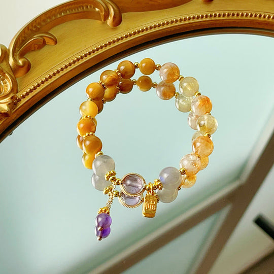 Natural Citrine Tiger Eye Character Bracelet