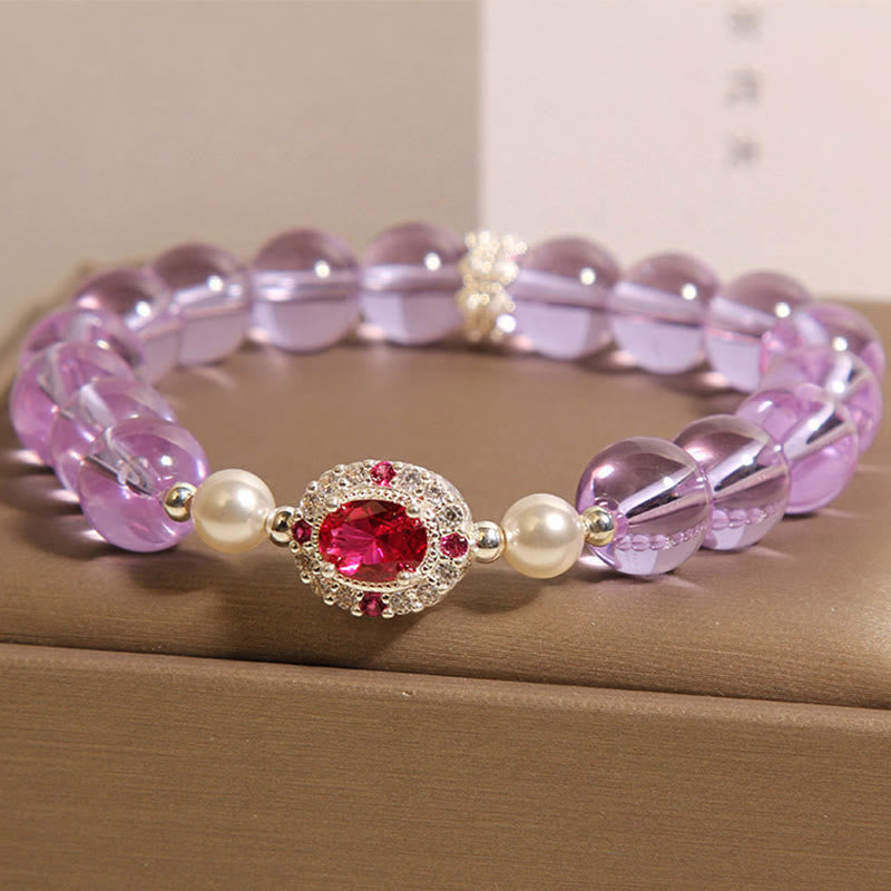 Natural Amethyst Pearl Balance Red Bracelet