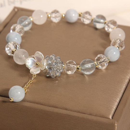 Aquamarine & Yellow Cat' Eye Bracelet