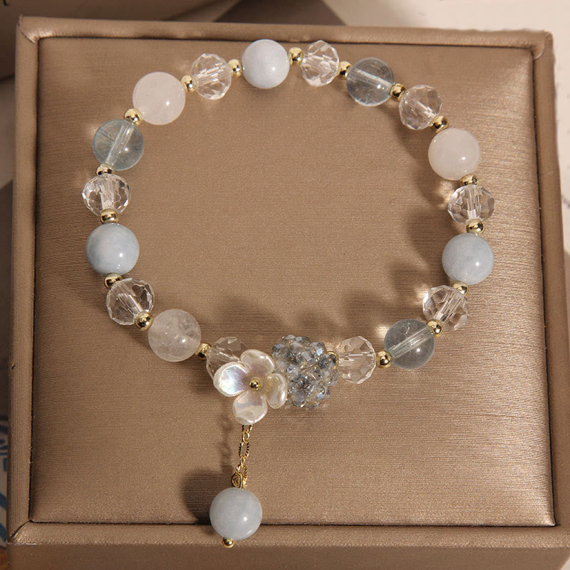 Aquamarine & Yellow Cat' Eye Bracelet