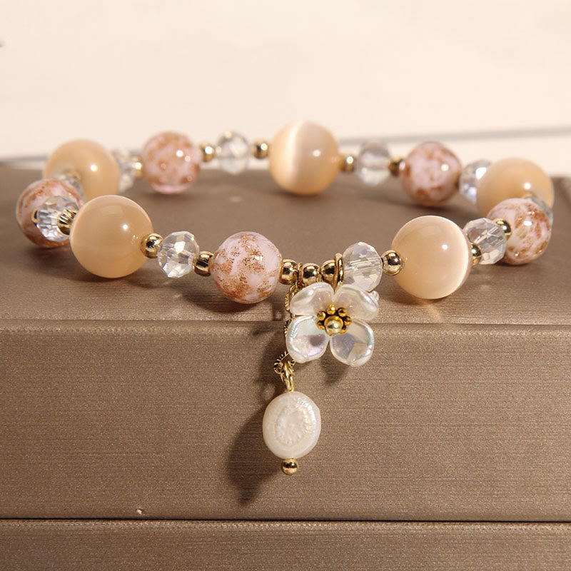 Aquamarine & Yellow Cat' Eye Bracelet
