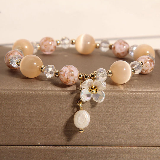 Aquamarine & Yellow Cat' Eye Bracelet