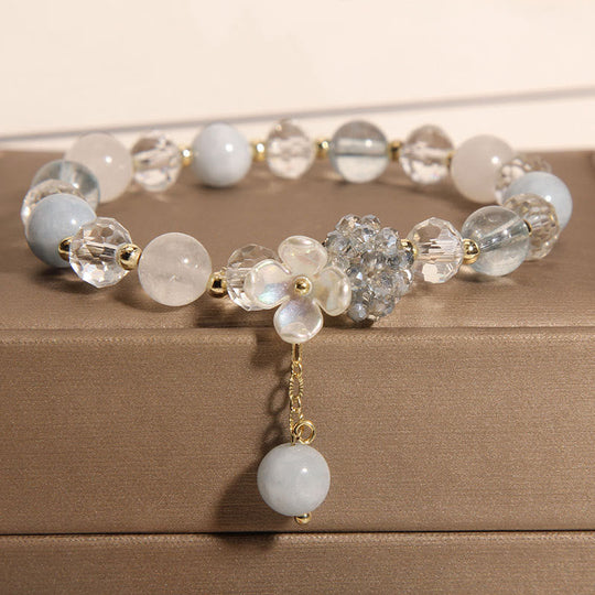 Aquamarine & Yellow Cat' Eye Bracelet
