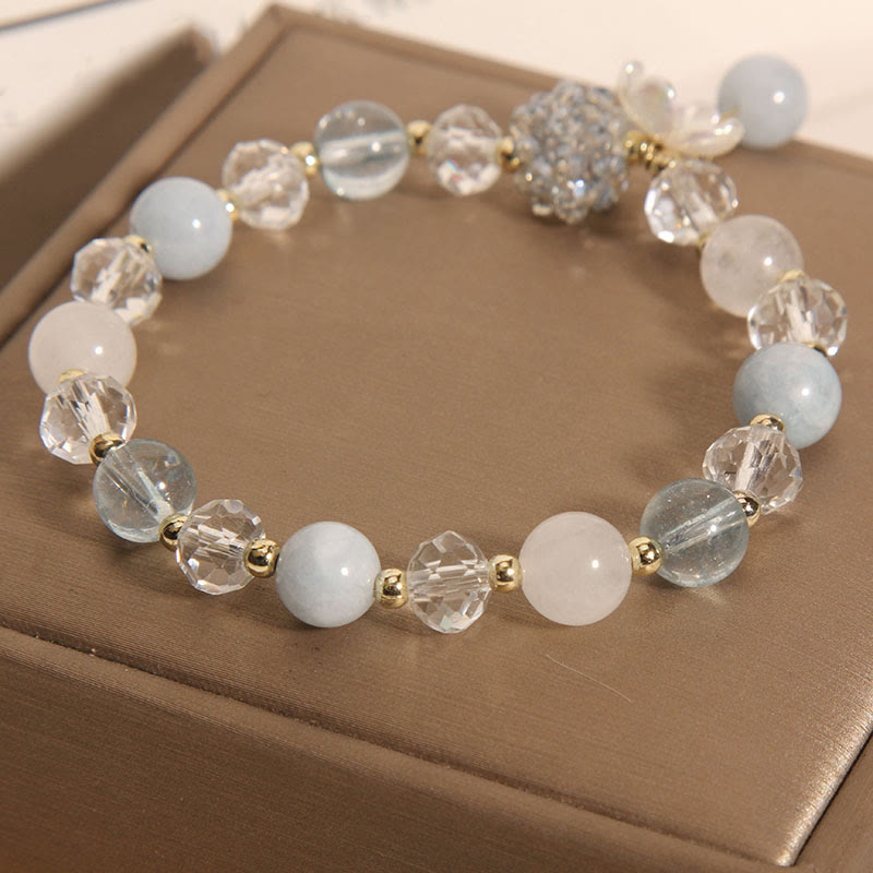 Aquamarine & Yellow Cat' Eye Bracelet