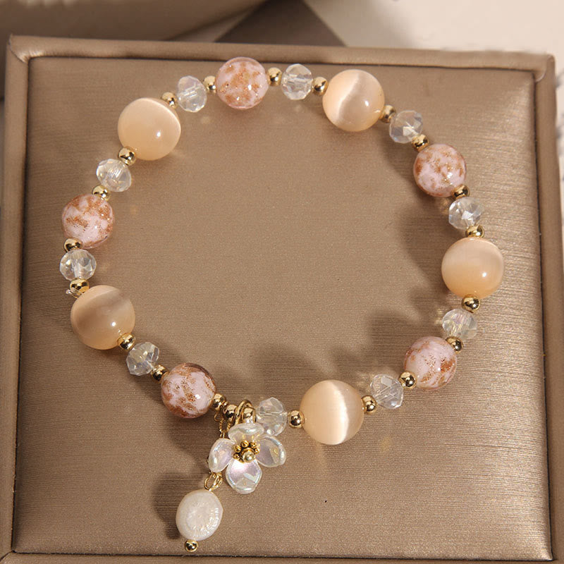 Aquamarine & Yellow Cat' Eye Bracelet