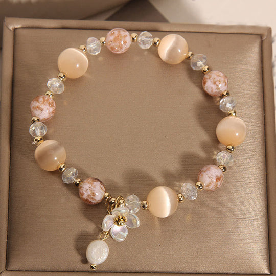 Aquamarine & Yellow Cat' Eye Bracelet