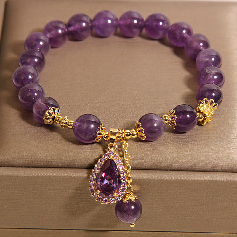 Natural Amethyst Water Drop Balance Bracelet