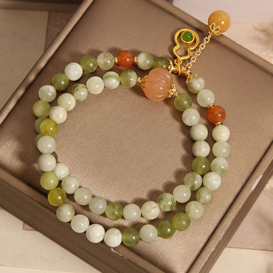 Double Wrap Serpentine Jade Luck Bracelet
