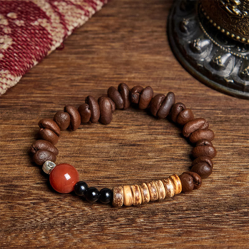 Natural Coffee Bean Red Agate Bracelet