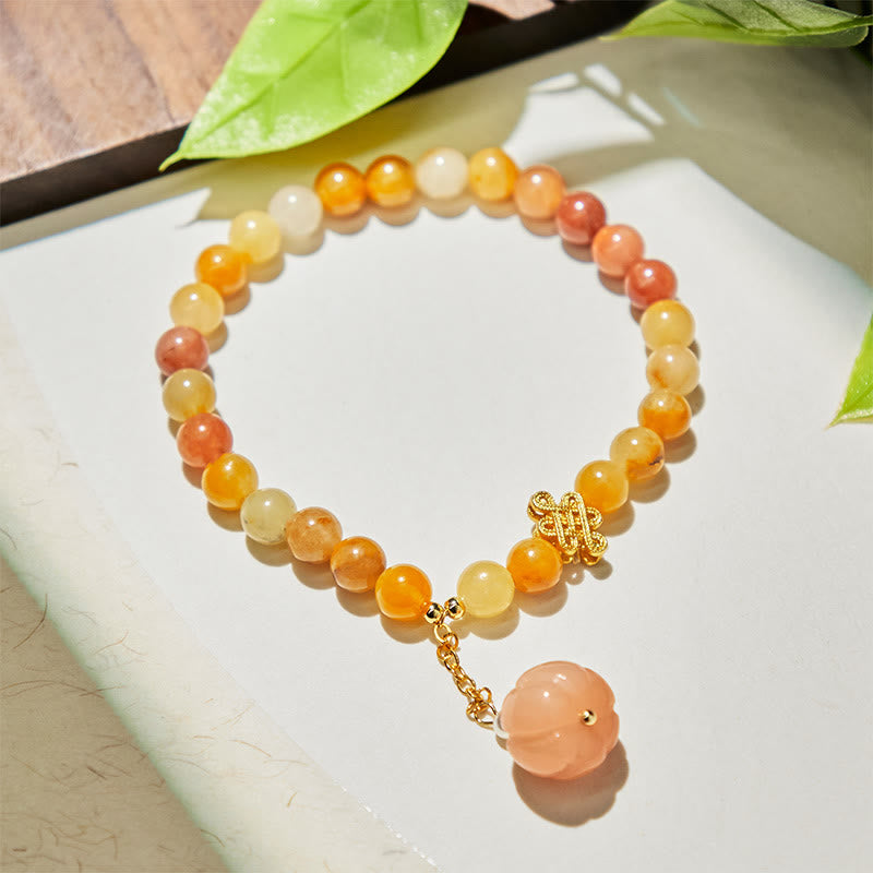 Golden Silk Jade Knot Pumpkin Bracelet