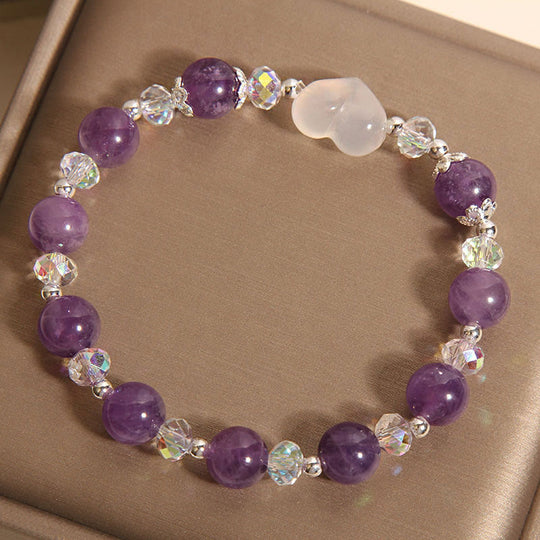 Amethyst White Agate Heart Balance Bracelet