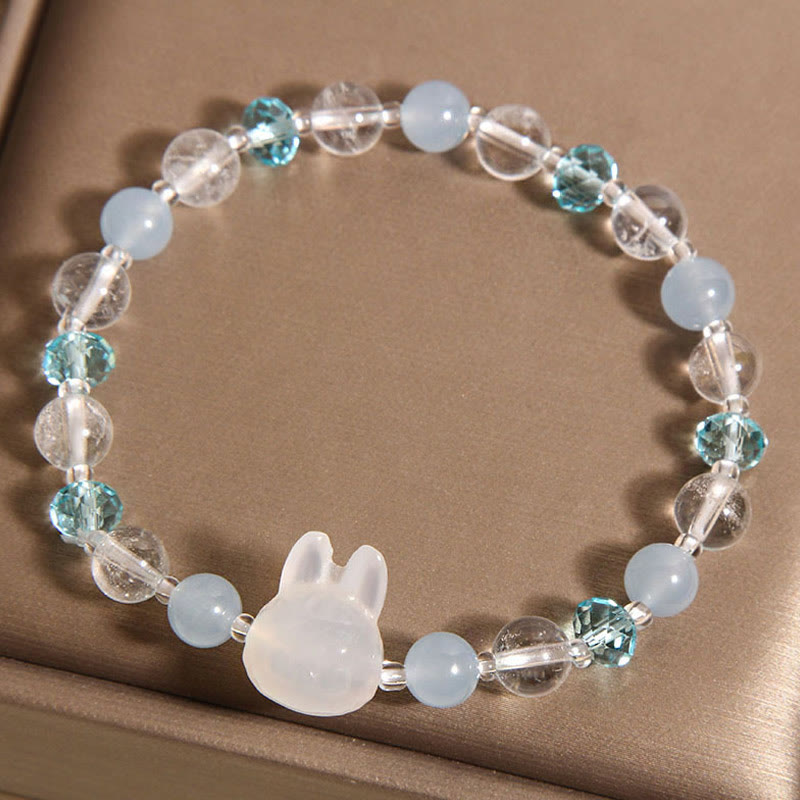 Natural Aquamarine & White Crystal Bracelet