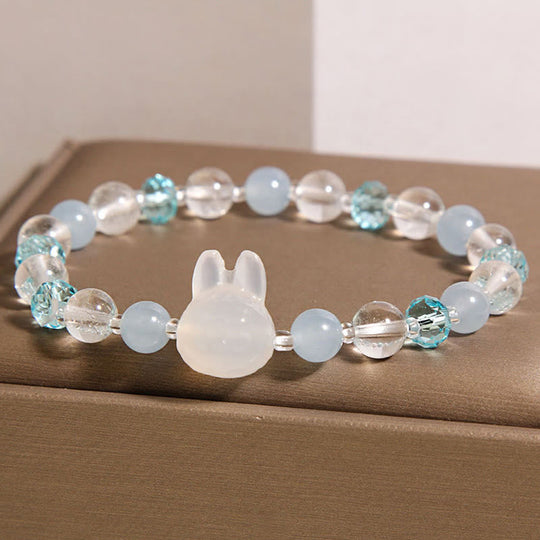 Natural Aquamarine & White Crystal Bracelet