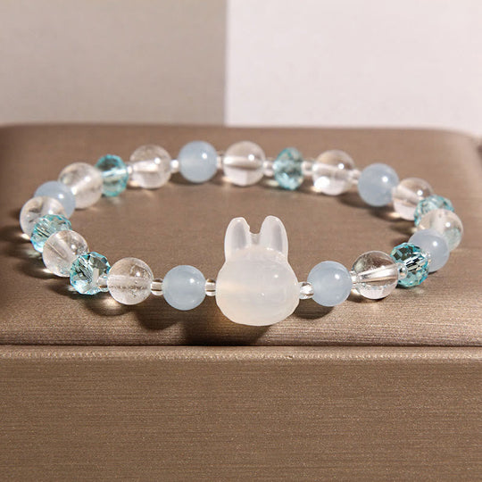 Natural Aquamarine & White Crystal Bracelet