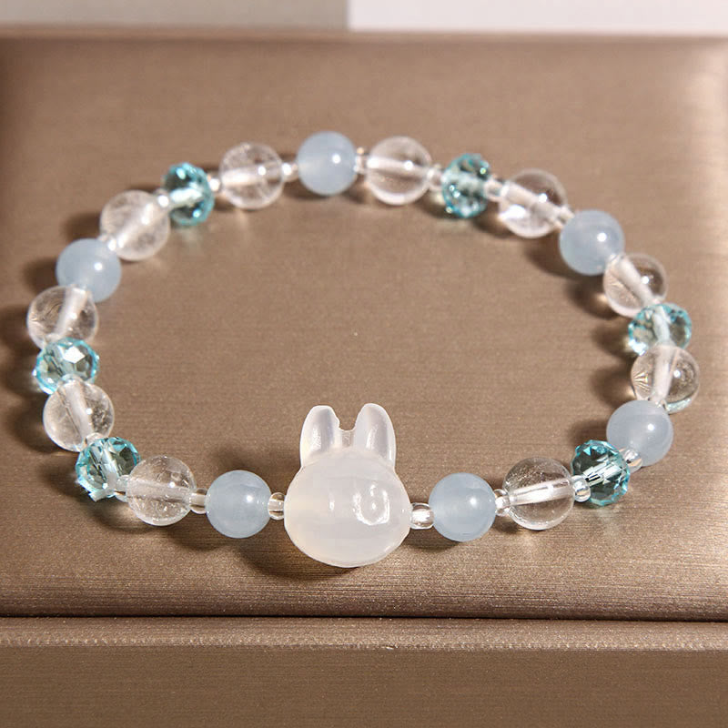 Natural Aquamarine & White Crystal Bracelet