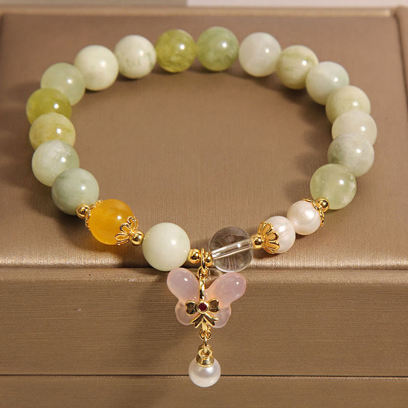 Natural Butterfly Serpentine Jade & Bracelet