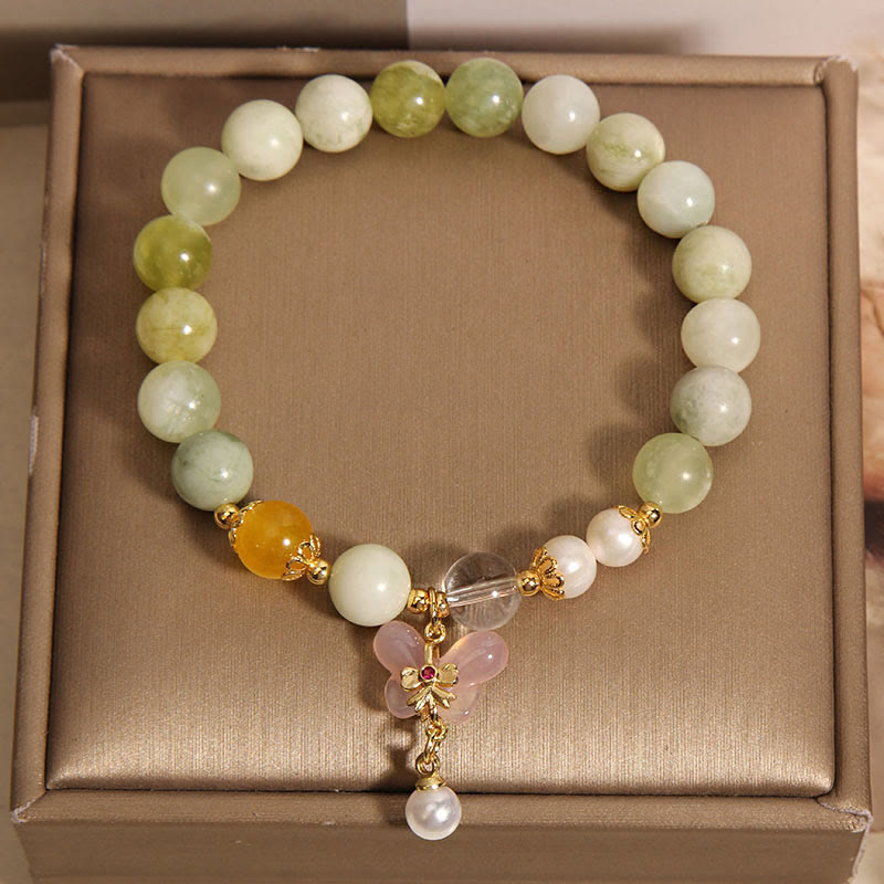 Natural Butterfly Serpentine Jade & Bracelet