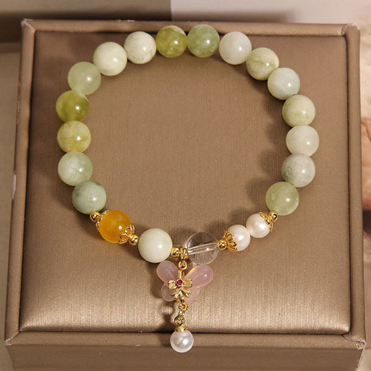 Natural Butterfly Serpentine Jade & Bracelet