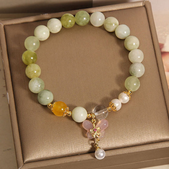 Natural Butterfly Serpentine Jade & Bracelet