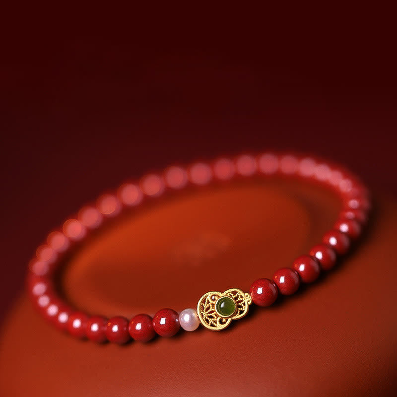 Gourd Pearl Cinnabar Blessing Beads Bracelet