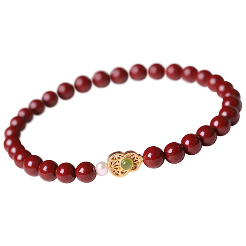 Gourd Pearl Cinnabar Blessing Beads Bracelet