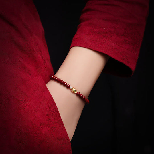 Gourd Pearl Cinnabar Blessing Beads Bracelet