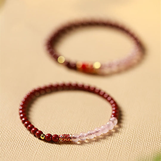Cinnabar Pink Crystal Strawberry Quartz Bracelet