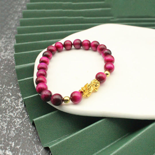 Colorful Tiger Eye Bead Pixiu Bracelet