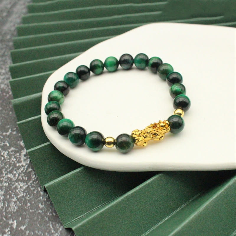 Colorful Tiger Eye Bead Pixiu Bracelet