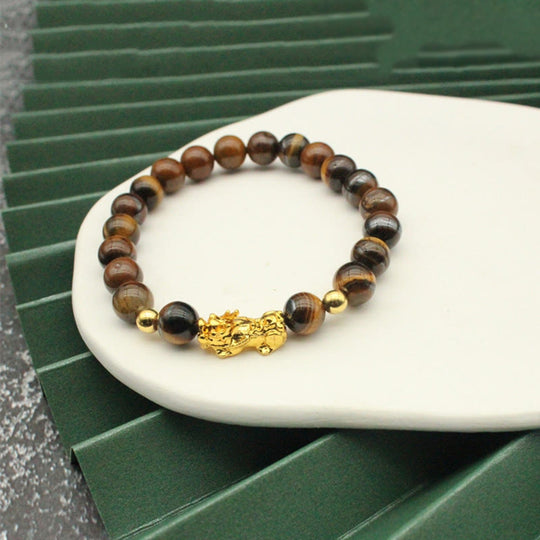 Colorful Tiger Eye Bead Pixiu Bracelet