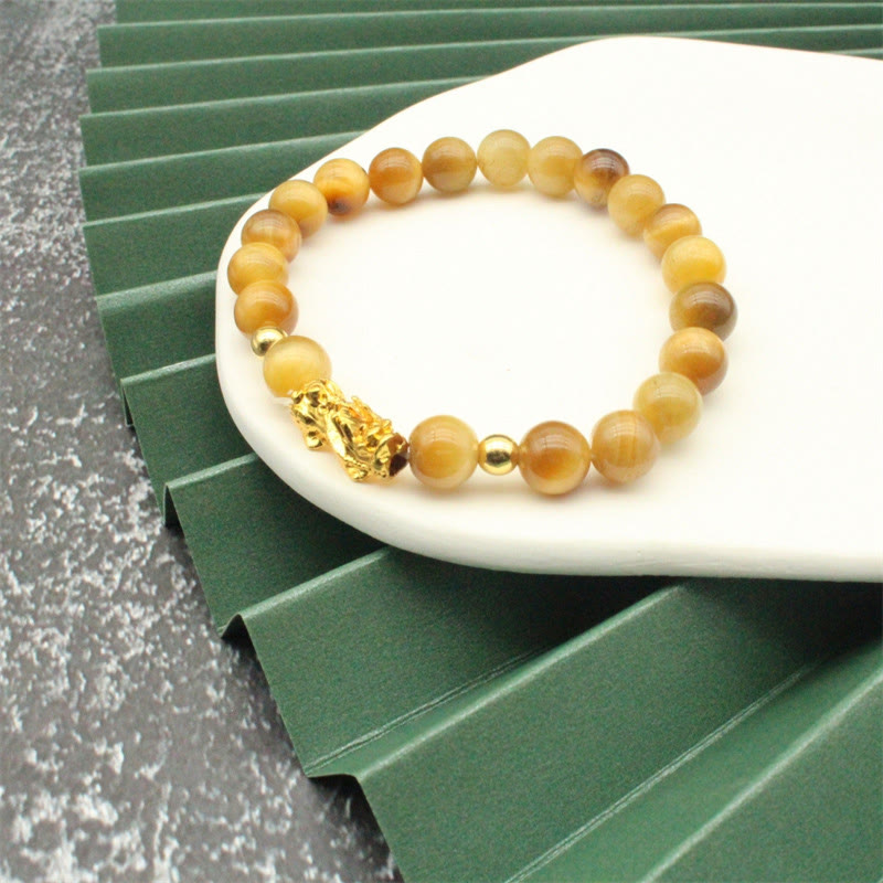 Colorful Tiger Eye Bead Pixiu Bracelet