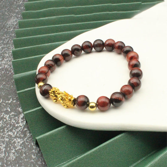 Colorful Tiger Eye Bead Pixiu Bracelet