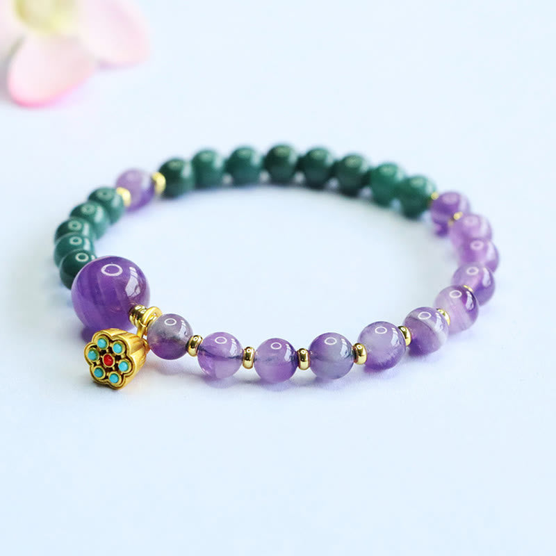 Natural Lotus Amethyst Jade Balance Bracelet