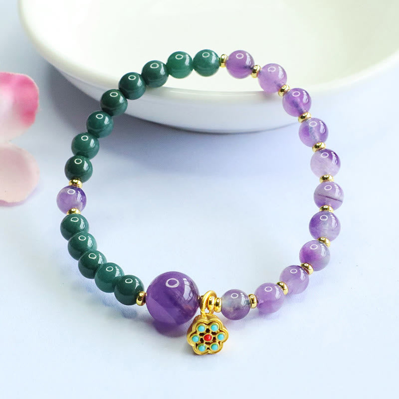 Natural Lotus Amethyst Jade Balance Bracelet