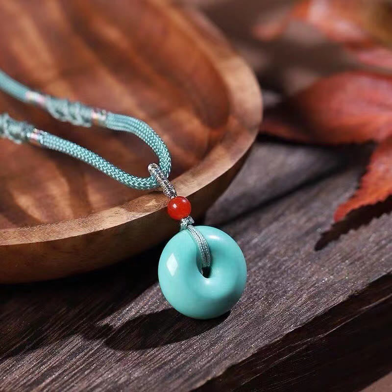Turquoise Peace Necklace Rope Buckle Pendant