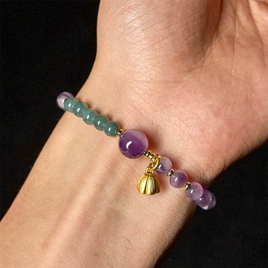 Natural Lotus Amethyst Jade Balance Bracelet