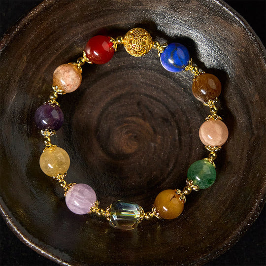 Natural Dunhuang Colorful Amethyst Lazurite Bracelet