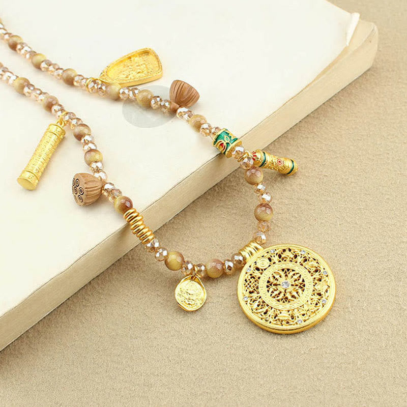 Lotus Golden Tiger Eye Bead Necklace