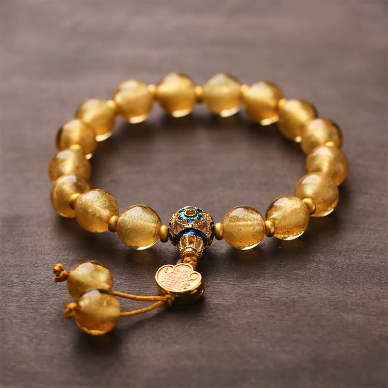 Gold Foil Liuli Glass Ruyi Bracelet