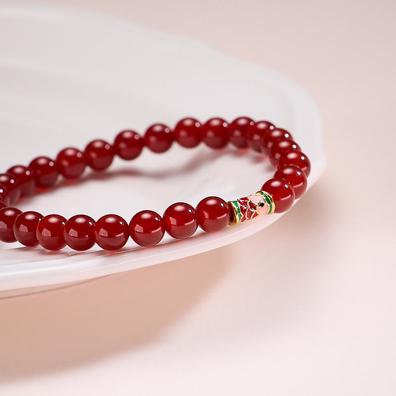 Natural Red Agate Koi Fish Bracelet