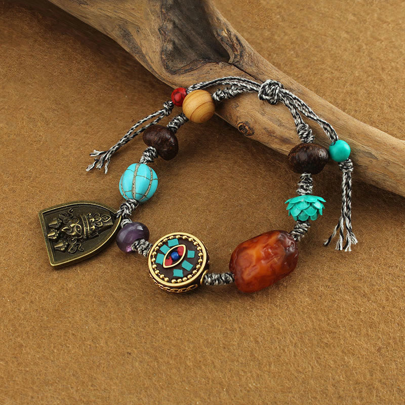 Buddha' Eye Turquoise Lotus Protection Bracelet