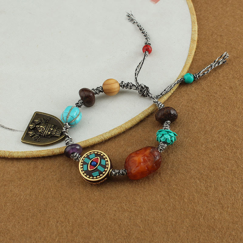 Buddha' Eye Turquoise Lotus Protection Bracelet
