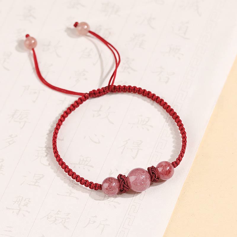 Natural Strawberry Quartz Crystal Love Bracelet