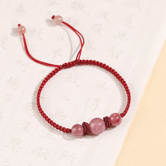 Natural Strawberry Quartz Crystal Love Bracelet
